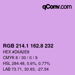 カラーコード: RGB 214.1 162.8 232 | qconv.com