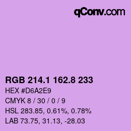 カラーコード: RGB 214.1 162.8 233 | qconv.com