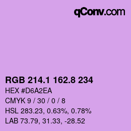 カラーコード: RGB 214.1 162.8 234 | qconv.com