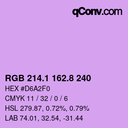 カラーコード: RGB 214.1 162.8 240 | qconv.com