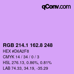 カラーコード: RGB 214.1 162.8 248 | qconv.com