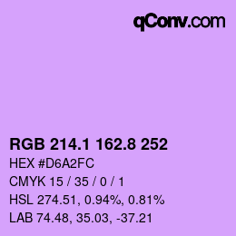 カラーコード: RGB 214.1 162.8 252 | qconv.com