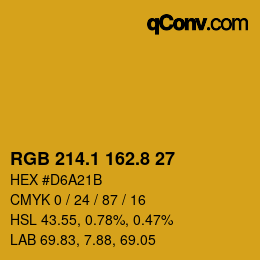 カラーコード: RGB 214.1 162.8 27 | qconv.com