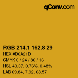 カラーコード: RGB 214.1 162.8 29 | qconv.com