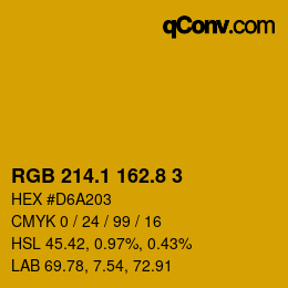 カラーコード: RGB 214.1 162.8 3 | qconv.com