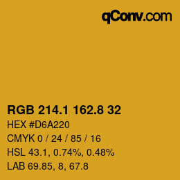 カラーコード: RGB 214.1 162.8 32 | qconv.com