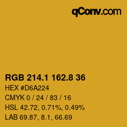 カラーコード: RGB 214.1 162.8 36 | qconv.com