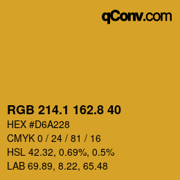 カラーコード: RGB 214.1 162.8 40 | qconv.com