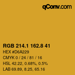 カラーコード: RGB 214.1 162.8 41 | qconv.com