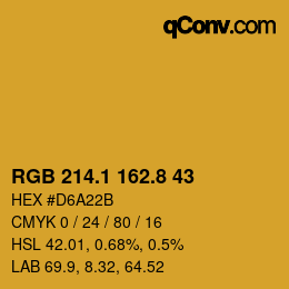 カラーコード: RGB 214.1 162.8 43 | qconv.com