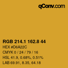 カラーコード: RGB 214.1 162.8 44 | qconv.com