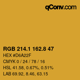 カラーコード: RGB 214.1 162.8 47 | qconv.com