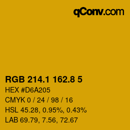 カラーコード: RGB 214.1 162.8 5 | qconv.com