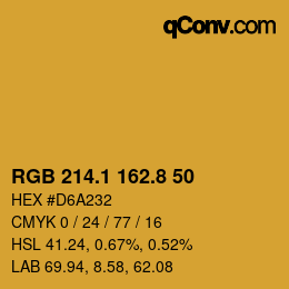 カラーコード: RGB 214.1 162.8 50 | qconv.com