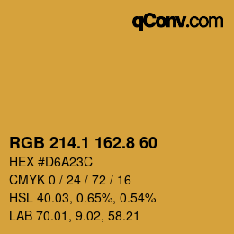Farbcode: RGB 214.1 162.8 60 | qconv.com