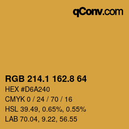 カラーコード: RGB 214.1 162.8 64 | qconv.com