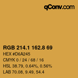 Color code: RGB 214.1 162.8 69 | qconv.com