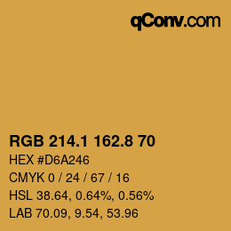 Color code: RGB 214.1 162.8 70 | qconv.com