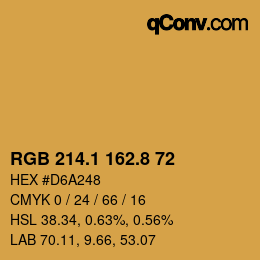 カラーコード: RGB 214.1 162.8 72 | qconv.com