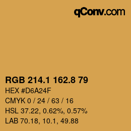 Color code: RGB 214.1 162.8 79 | qconv.com