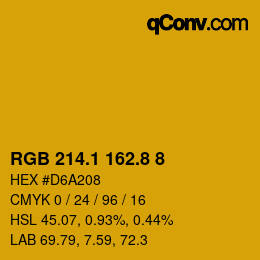 カラーコード: RGB 214.1 162.8 8 | qconv.com