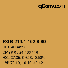 Color code: RGB 214.1 162.8 80 | qconv.com