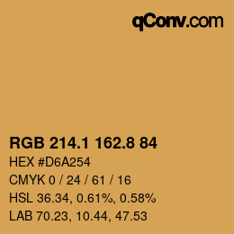 カラーコード: RGB 214.1 162.8 84 | qconv.com