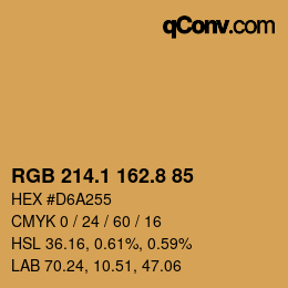 Farbcode: RGB 214.1 162.8 85 | qconv.com