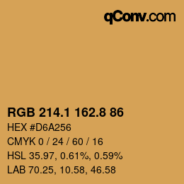 Color code: RGB 214.1 162.8 86 | qconv.com