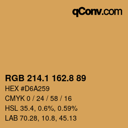 Color code: RGB 214.1 162.8 89 | qconv.com
