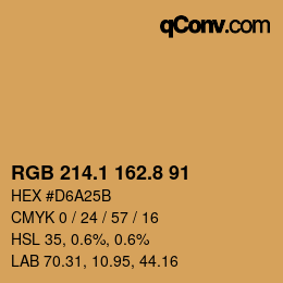 カラーコード: RGB 214.1 162.8 91 | qconv.com