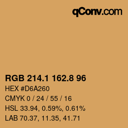 Color code: RGB 214.1 162.8 96 | qconv.com