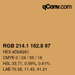 Código de color: RGB 214.1 162.8 97 | qconv.com
