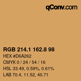 Color code: RGB 214.1 162.8 98 | qconv.com
