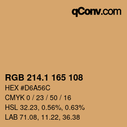 カラーコード: RGB 214.1 165 108 | qconv.com