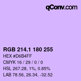 カラーコード: RGB 214.1 180 255 | qconv.com