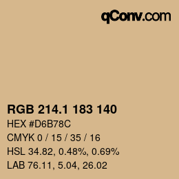 カラーコード: RGB 214.1 183 140 | qconv.com