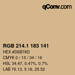 カラーコード: RGB 214.1 183 141 | qconv.com