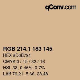 カラーコード: RGB 214.1 183 145 | qconv.com