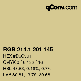 カラーコード: RGB 214.1 201 145 | qconv.com