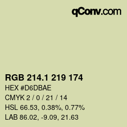 カラーコード: RGB 214.1 219 174 | qconv.com