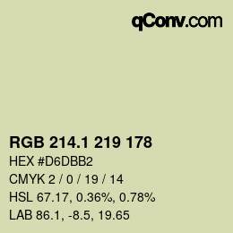 カラーコード: RGB 214.1 219 178 | qconv.com