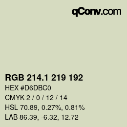 Color code: RGB 214.1 219 192 | qconv.com