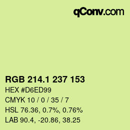 カラーコード: RGB 214.1 237 153 | qconv.com