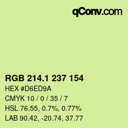 カラーコード: RGB 214.1 237 154 | qconv.com