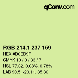 カラーコード: RGB 214.1 237 159 | qconv.com