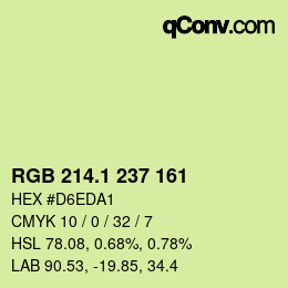 カラーコード: RGB 214.1 237 161 | qconv.com