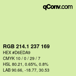 カラーコード: RGB 214.1 237 169 | qconv.com