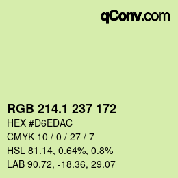 カラーコード: RGB 214.1 237 172 | qconv.com
