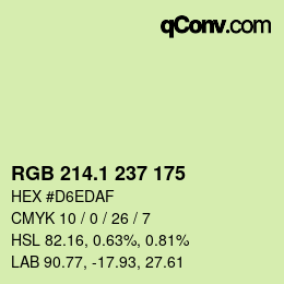 カラーコード: RGB 214.1 237 175 | qconv.com